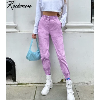 

Rockmore harajuku Pencil Pants High Waisted Trousers Women Solid Pockets Streetwear Casual Joggers Ladies Cargo Pants Pantalon