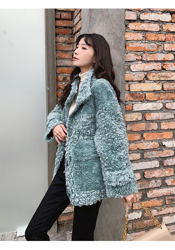 tcyeek Sheep Shearling Real Fur Coat Winter Jacket Women Wool Coats and Jackets Women Clothes Korean Long Jacket W2135