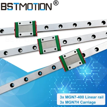 

Linear Guide 7mm linear rail 3pcs MGN7 L400mm guideway +3pcs MGN7H linear blocks carriage