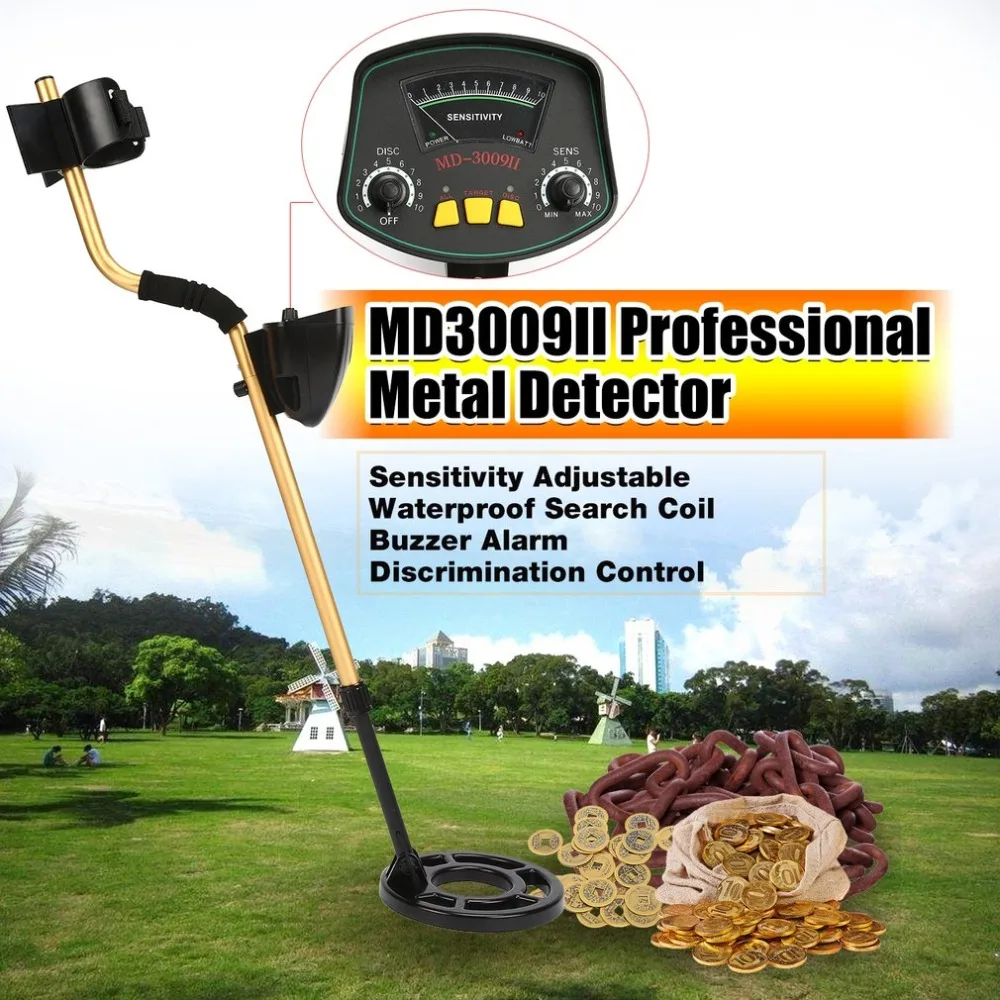 

MD3009II Professional Underground Metal Detector Handheld Treasure Hunter Gold Digger Finder Waterproof Sensitive Adjustable