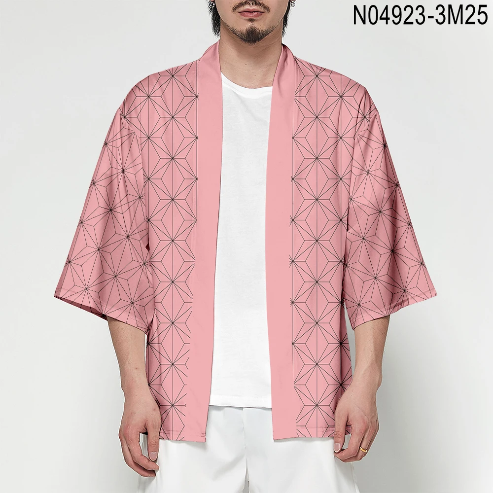 Кимоно с 3d принтом в японском стиле, для мужчин и женщин, для косплея, с рукавом семь точек, кардиган, куртки, топы - Цвет: 21