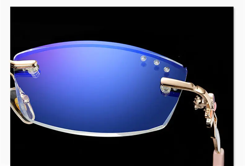 Rimless Blocking Blue Light Presbyopic Glasses Trimming Anti Blue Ladies Frameless Elegant Anti-blue Light Reading Glasses