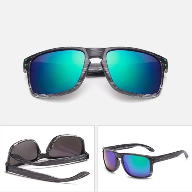RBROVO имитация солнцезащитные очки «под дерево» женские брендовые дизайнерские Деревянный Очки для ног отражающее зеркало Oculos De Sol - Цвет линз: Black Green