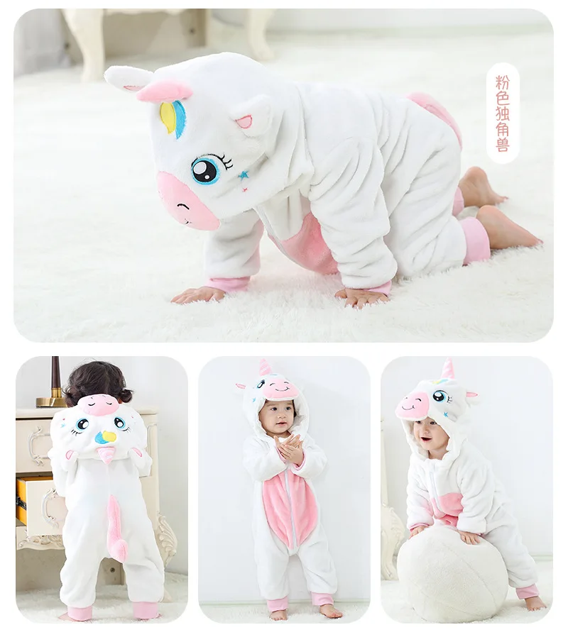 bonito dos desenhos animados macacão de flanela do bebê ponto coelho panda pijamas de algodão bebê menino meninas animal traje do bebê macacão kigurumi outfit