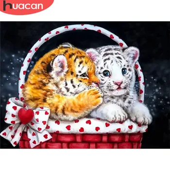 

HUACAN Diamond Painting Tiger Cross Stitch Full Square Drill 5D Diamond Embroidery Animal Needlework Rhinestones Kit Home Decor