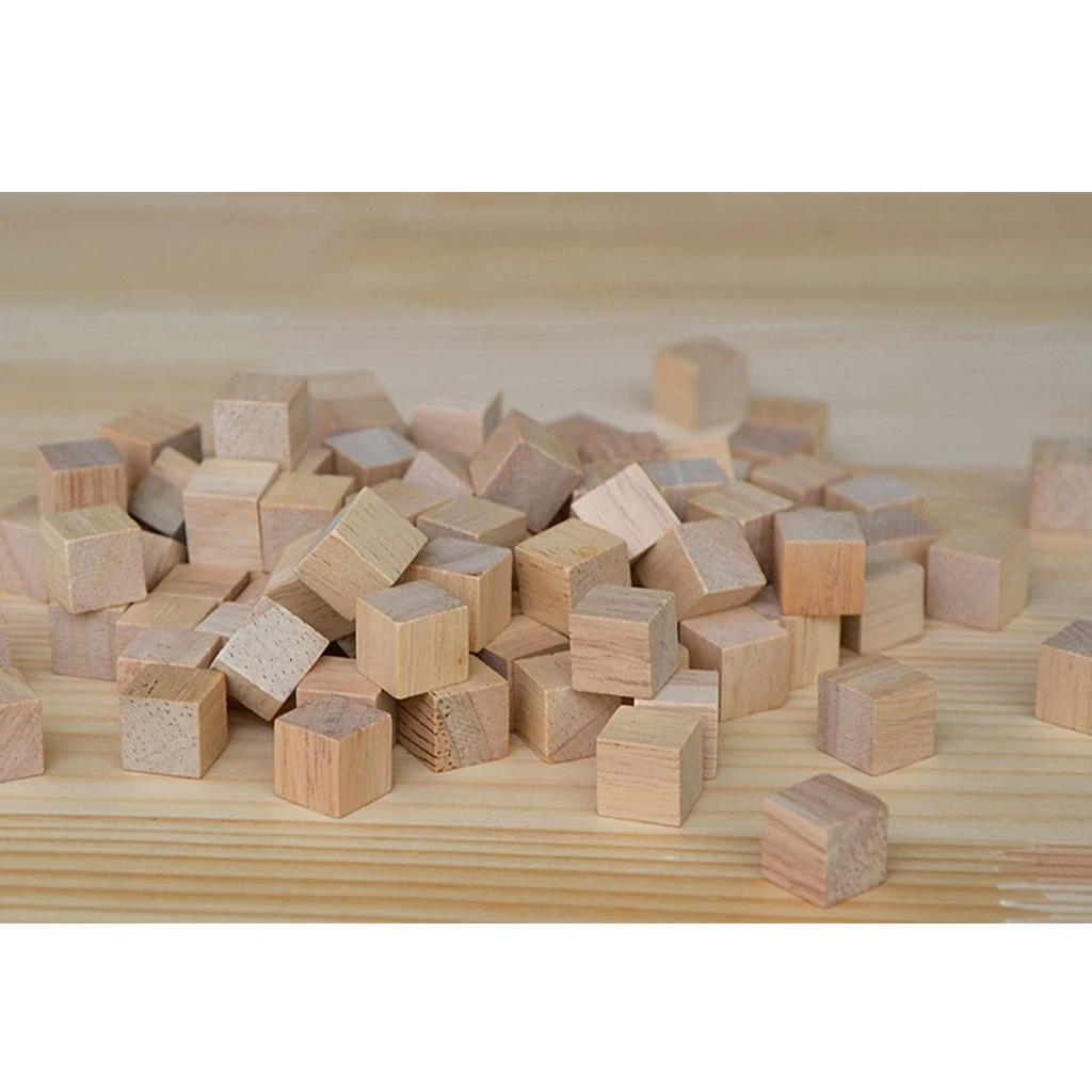 100x Blank Wood Game Dice Bundle Toy 1cm Craft Wooden Blocks for Kid DIY Art 