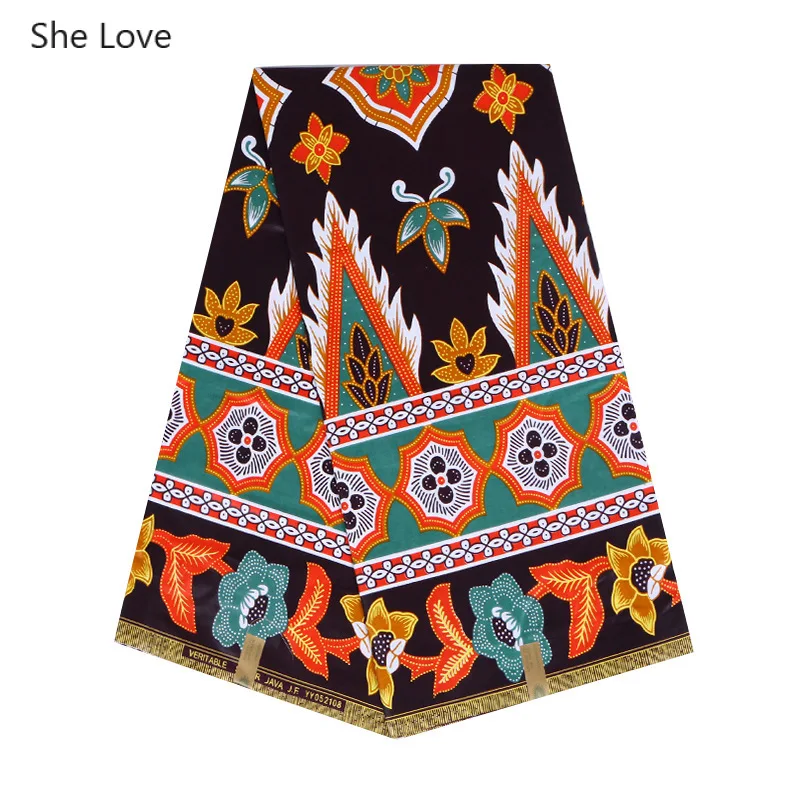 

She Love 1Yard Ankara African Batik Fabric Real Wax Polyester Flower Printed Fabric For Dress Diy Patchwork Sewing Materials