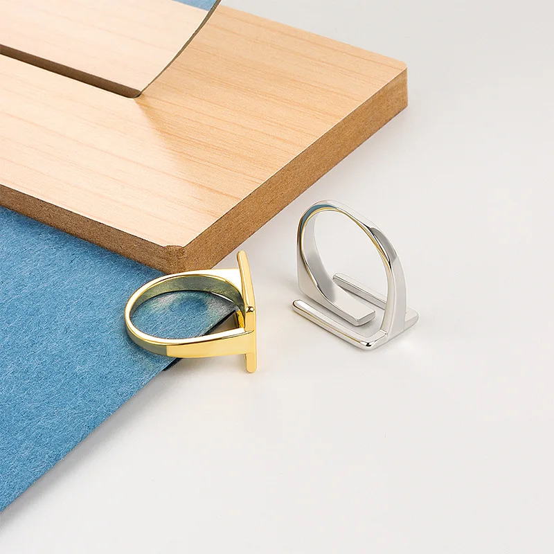 Silver Finger Ring finger ring silver ring couples rings adjustable rings opening ring Minimalist Hollow Out Geometric Adjustable Simple Handmade Opening Finger Fashion Jewelry Couple LIVVY