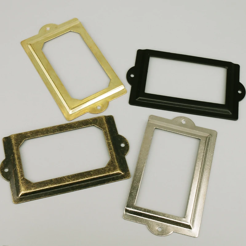 1PC Antique Metal Label Pull Frame Handle Large Retro File Name Card Holder For Furniture Cabinet Drawer Box 125*69mm