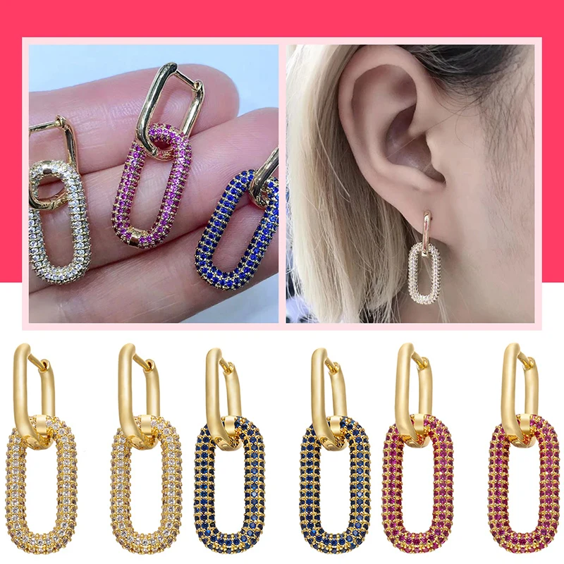 Ykangs Store|gold-color Cz Rectangle Hoop Earrings For Women