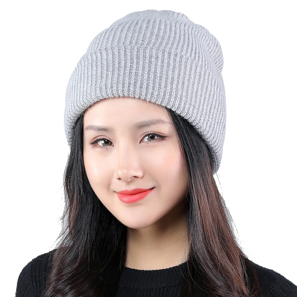 Вязанная шапка для взрослых, повседневные шапочки Skullies Beanies для женщин и мужчин, одноцветная шапка из кроличьего меха, теплые ветрозащитные уличные аксессуары