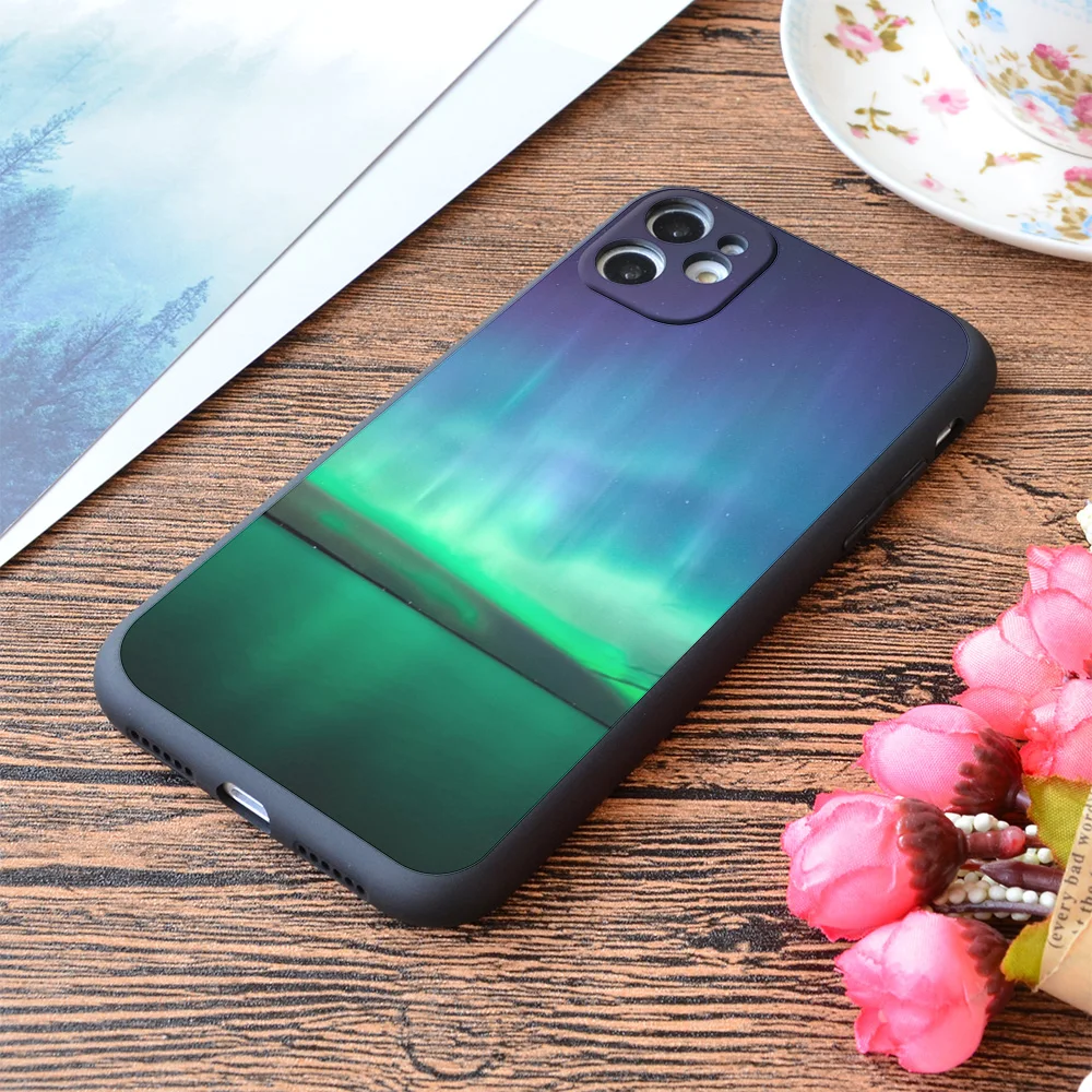 

For iPhone Beautiful Northern Lights Print Soft Matt Apple iPhone Case