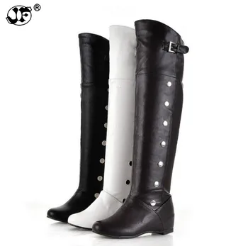

autumn height increasing over-the-knee boots woman wedges elastic tall tube boots rivet women shoes size fgb78