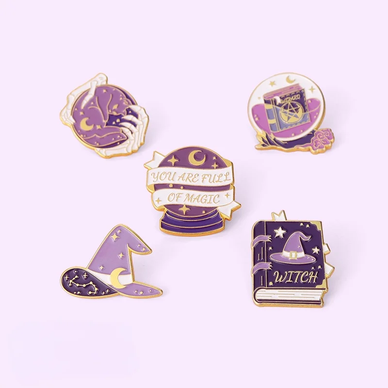 Gothic Magic Book Enamel Pins Wizard Witch'S Crystal Ball Spell Brooch For Women Punk Bag Clothes Lapel Pin Badge Jewelry Gifts |