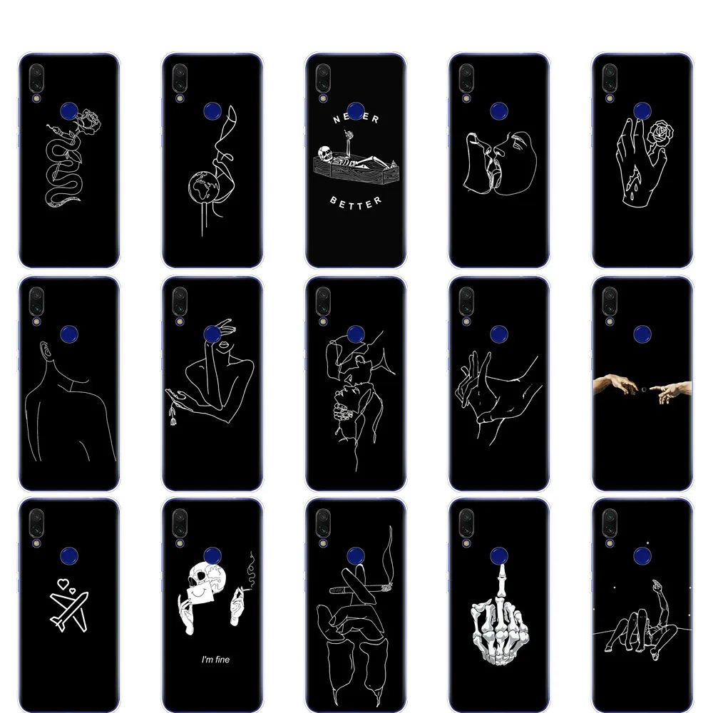 

For Xiaomi redmi 7 Case Silicon Painting Soft TPU cover For Xiaomi Redmi 7 6.26 inch snapdragon 632 model Fundas Coque black
