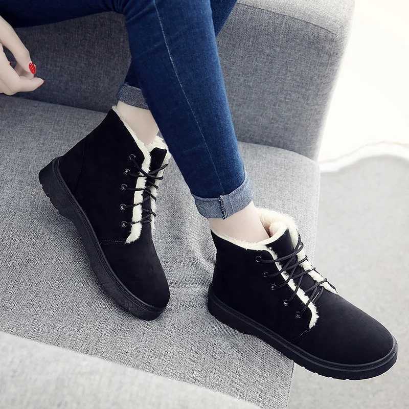

Winter new warm plus velvet thickening classic snow boots Korean flat-bottomed boots cotton shoes non-slip ladies cotton boots