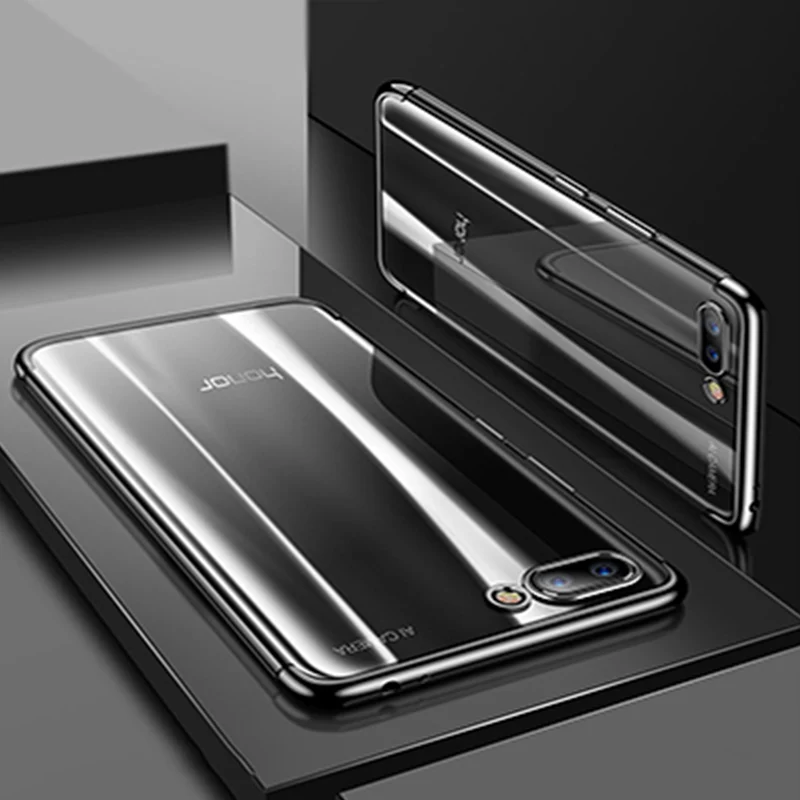 Чехол с металлическим эффектом для Honor 10 светильник 9 Lite Honor 8 Pro 7A 7C 6C Примечание 10 играть мягкий TPU чехол для Honor 8X 7X 8A вид 20 10 Lite - Цвет: Black