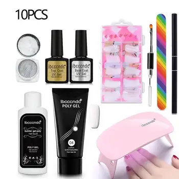 

ibcccndc Nail Gel Set Clear UV Gel Varnish Nail Polish Art Kit Quick Building For Nails Extensions Hard Gel Poly Gel Nail
