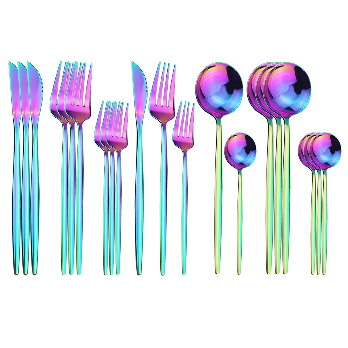 20pcs Flatware Set Rainbow Cutlery Set 304 Stainless Steel Matte Silverware Set 