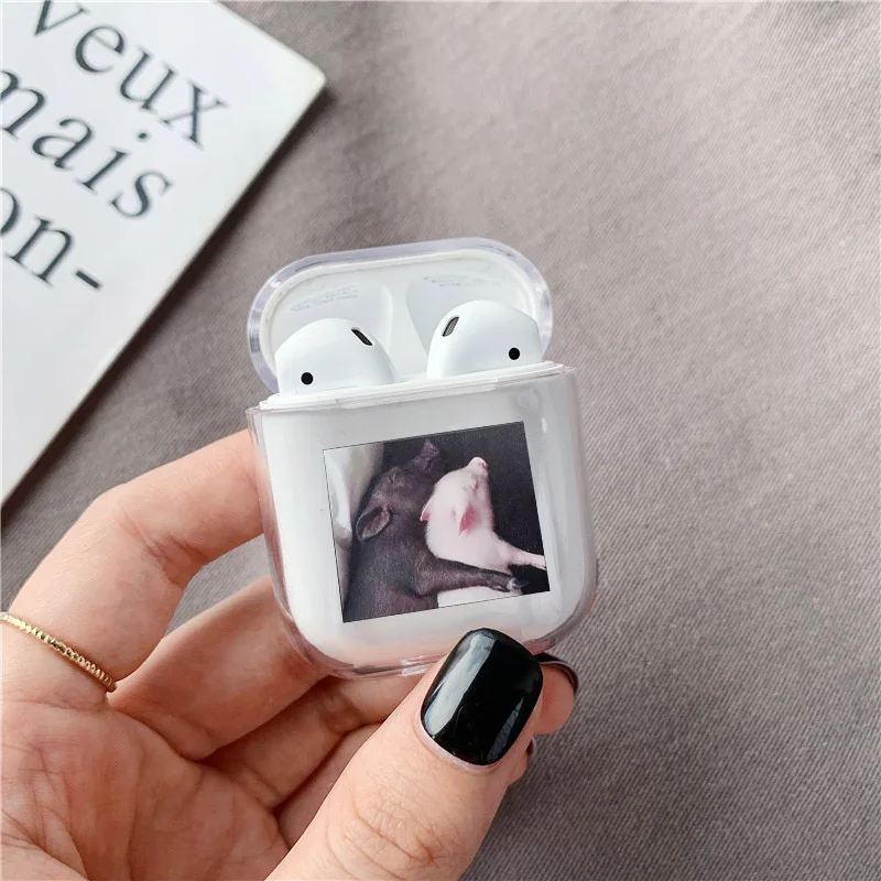 Прозрачный жесткий чехол с милым мультяшным поросенком для Airpods Pro защитный
