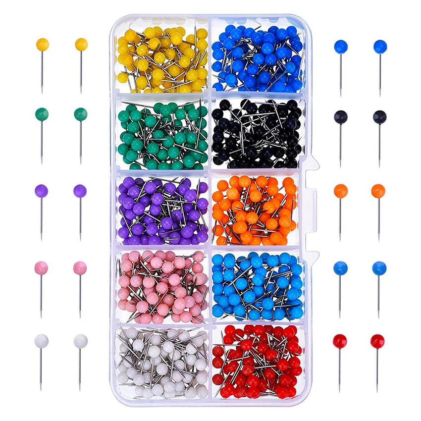 500Pcs set 500 шт./компл. карта Tacks канцелярские кнопки Пластик насадки для душа с Сталь точки, 4 мм 11 пробковая доска безопасности Цветной для чертежных кнопок офиса и школы - Цвет: 500Pcs set