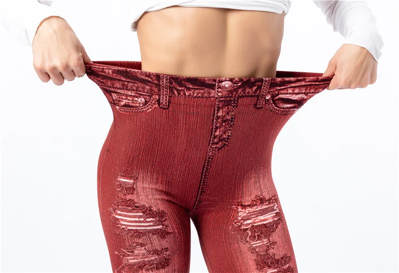 leggins Sexy Women Elastic Shaping Pants High Waist Fitness Sports Leggings Faux Denim Jeans Gym Workout Running Slim Push Up Trousers seasum leggings