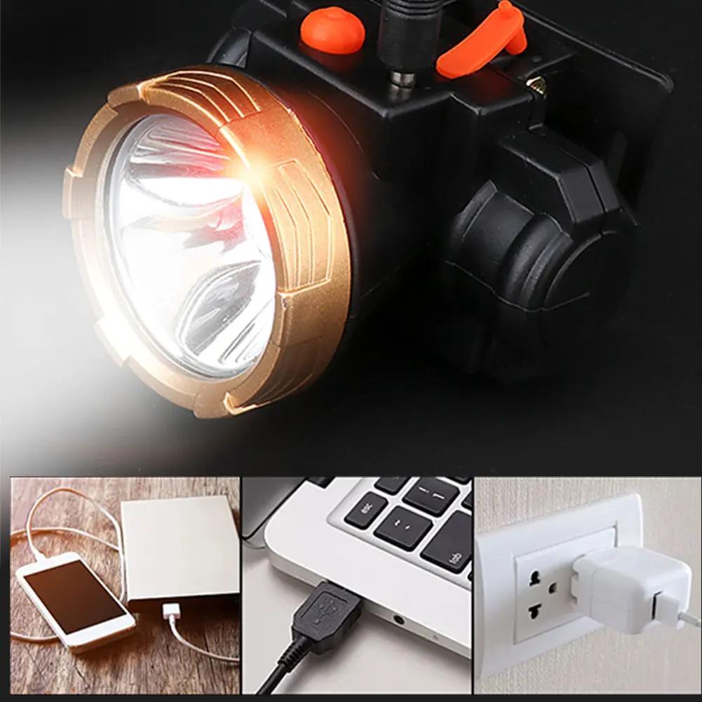 LED Headlamp Rechargeable Two Lighting Modes High Brightness Adjustable Headlamp for Fishing Camping Outdoor Activities