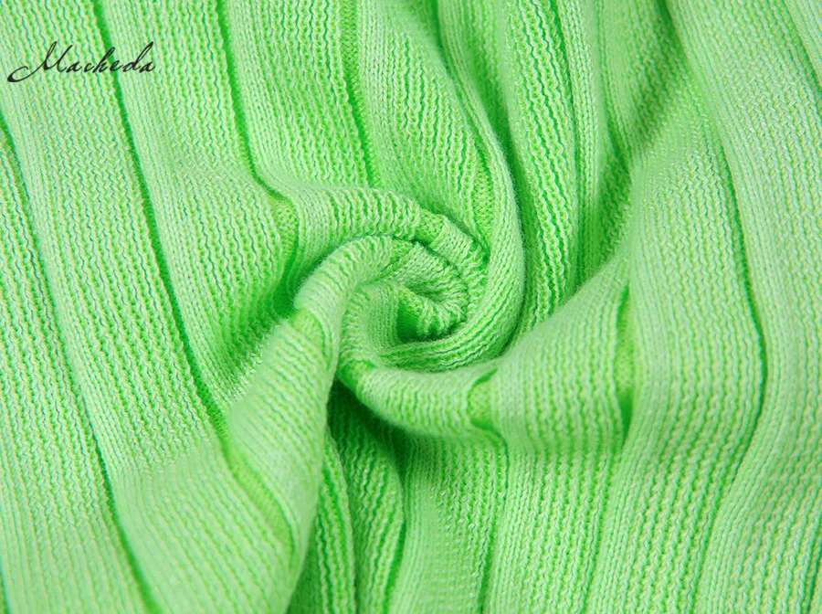Macheda Fashion Knitting Long Sleeve V Neck Button Cardigan Women Autumn Sweater Crop Top Lady Solid Casual Clothes New
