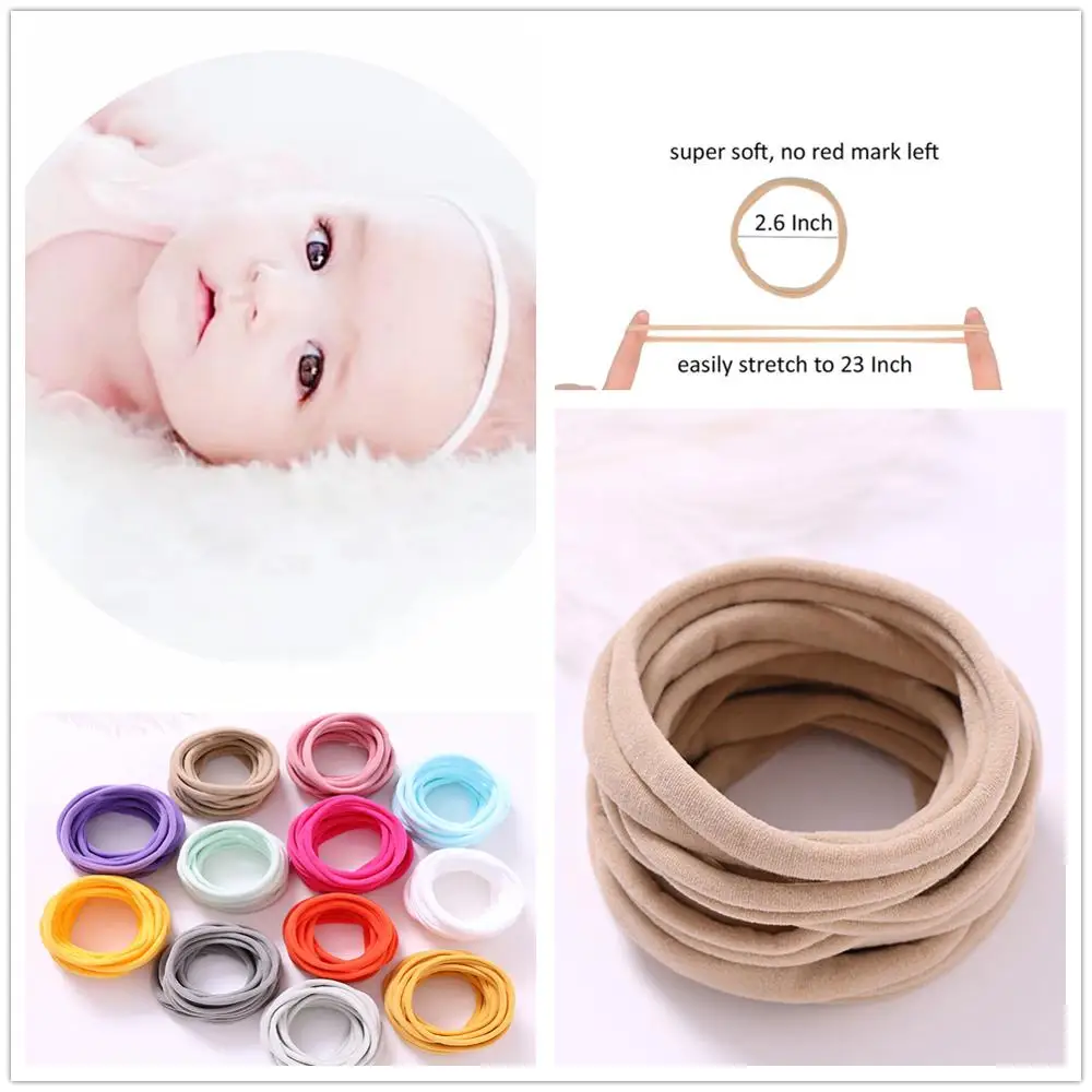 

40pcs/set Super Soft Seamless Nylon Headbands For Girls Elastic Hair band 2CM Width Baby Accessories Fashion Hair Accessories