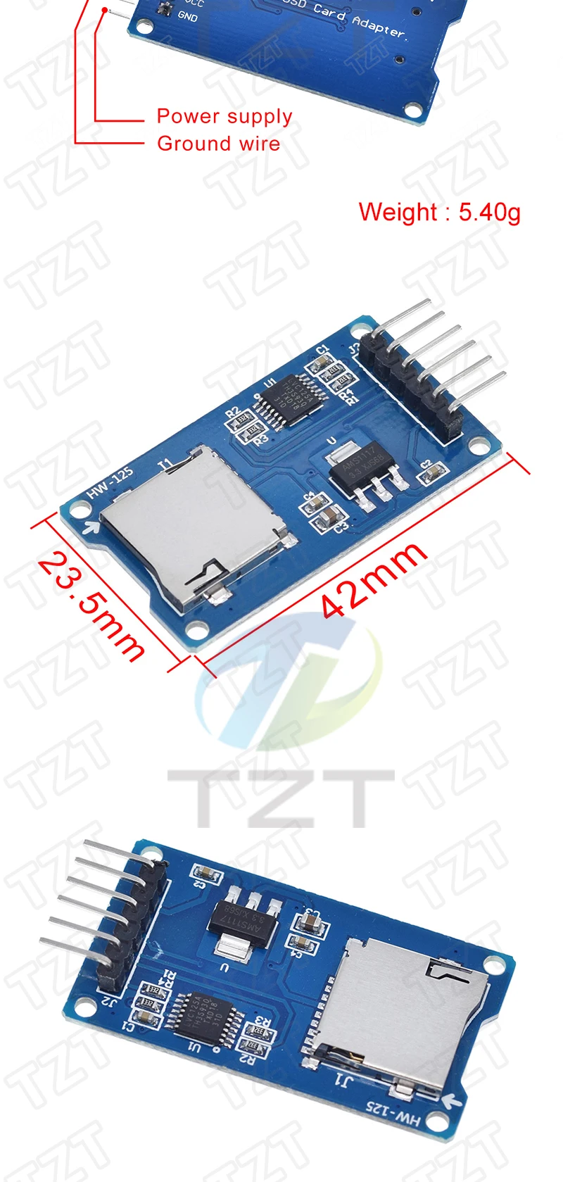 D1 Mini TF-Kartenmodul Micro SD Speichererweiterungsplatine Mini Micro SD TF-Karte Memory Shield Modul mit Pins für Arduino ARM AVR – Detail 7