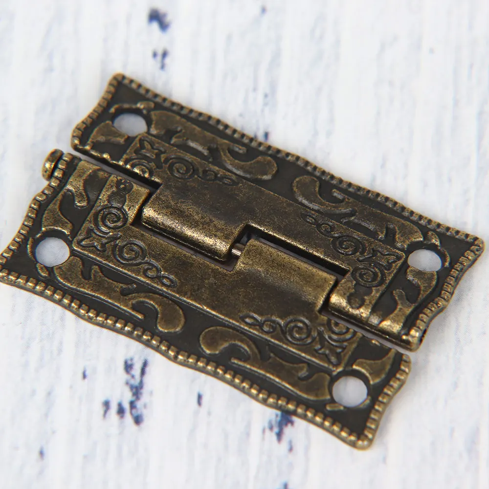 

Practical Antique Bronze Cabinet Door Drawer Hinges Jewelry 4 Pcs Wooden Box Decoration Accessories For Furniture Hardware