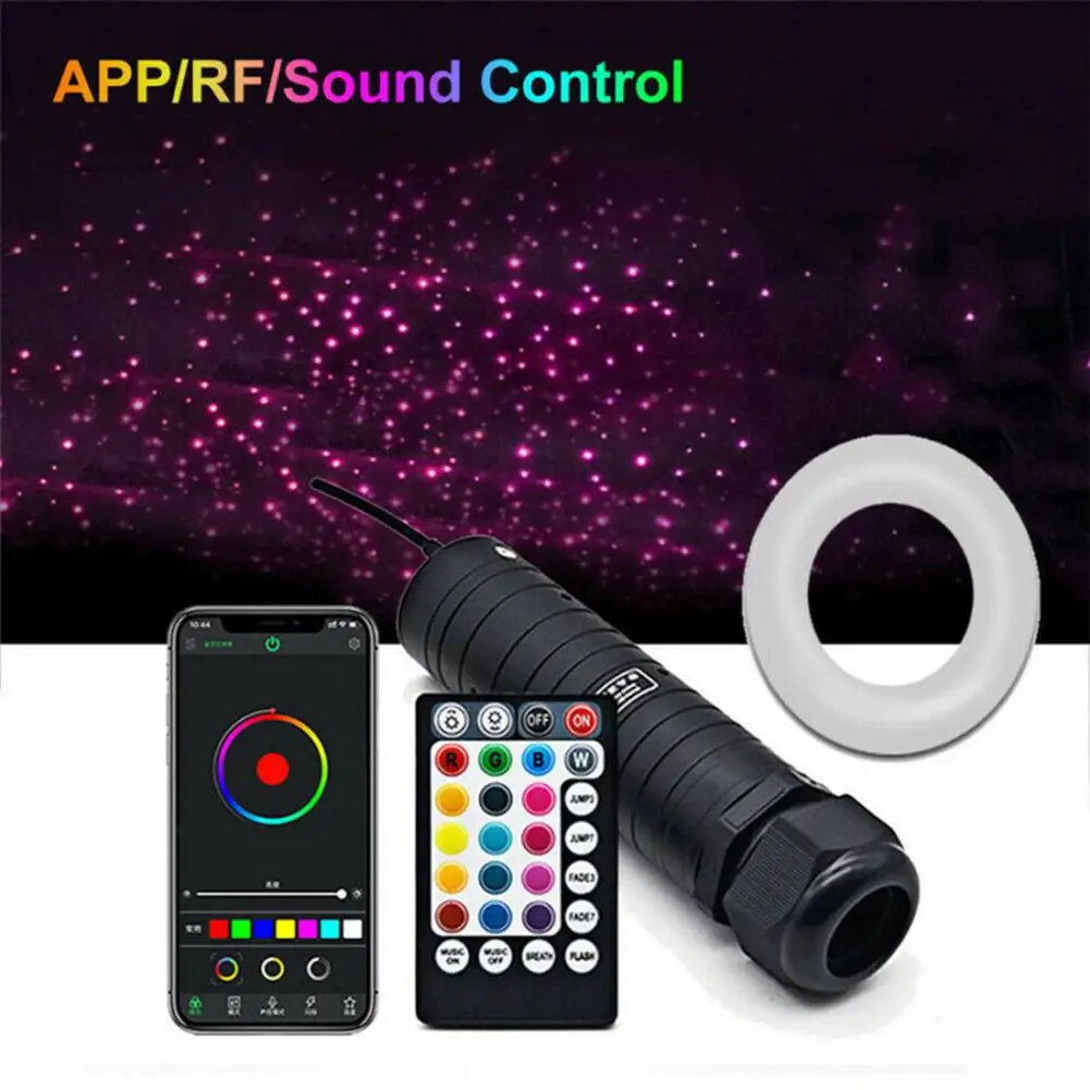 

12V 6W Black Light Source Starry Sky Light RGB LED Fiber Optic Light Car Roof RF Remote Control Star Light