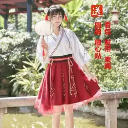 2021 New Traditional Chinses Fashion Style Ancient Costume for Women Red Long Sleeve Embroidery Hanfu Princess Dance Dress