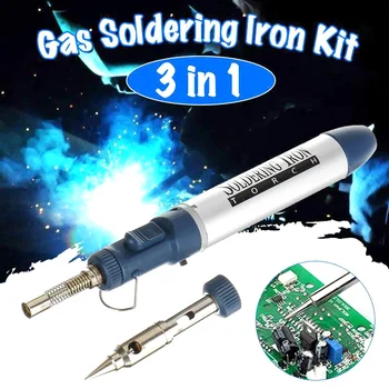 

3 In 1 Cordless Butane Soldering Iron Torch Kit Manual Ignition Tool QP2