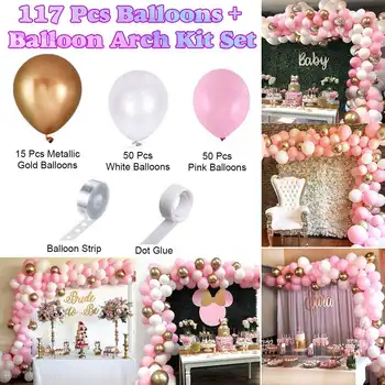 

117Pcs Macaron Balloons Arch Kit Set Pastel White Pink Balloons Garland Rose Gold Confetti Wedding Birthday Party Decor Supplies