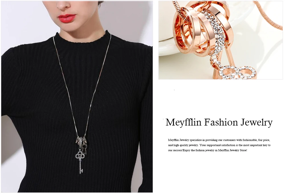 Meyfflin Collier Femme колье для ключей Модное Длинное Ожерелье s& Кулоны для женщин серебряная цепочка бижутерия ошейник украшение