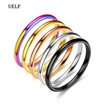 

Uelf Fashion Fortunately Rose Gold Women Men Polished Stainless Steel Ring Convention Jewelry Wedding Band Ring Valentine Gift