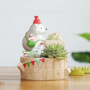 

New Christmas Hedgehog Diary Flower Pot-Unpacking Gifts Pot/Plant Pots/Planter/Container Home Garden Office Desktop Decoration