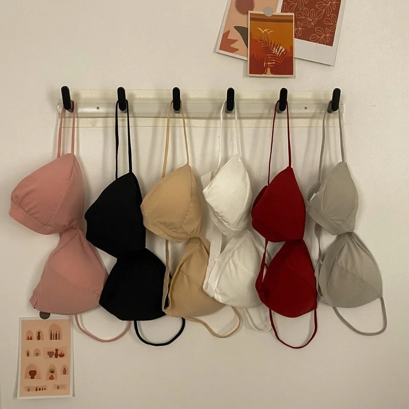 SP&CITY Korean Thread Colored Seamless Women's Bra Ice Silk Camisole With Chest Pad Breathable Bralette Triangle Cup Sexy Bras 4
