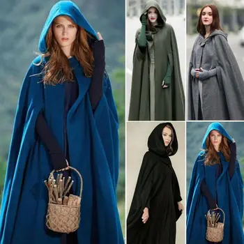 

Women Loose Batwing Wool Poncho Winter Warm Coat Jacket Cloak Cape Parka Outwear
