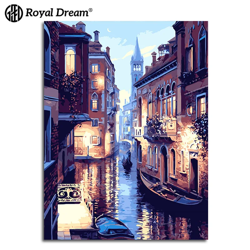 

Digital Oil Painting Northern European-Style Decorative Painting Living Room Scenery Water Venice Handmade Painting DIY Oil Pain