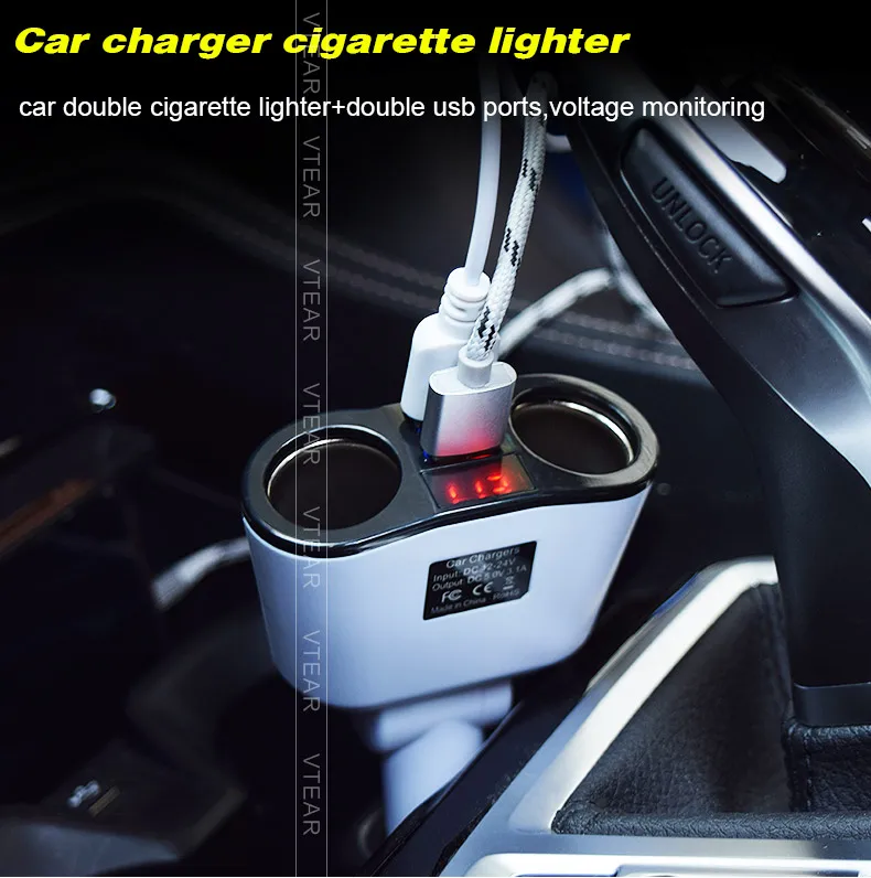 Vtear 12 V-24 V розетка для автомобильного прикуривателя сплиттер светодиодный USB Зарядное устройство адаптер зарядных порта USB для автомобиля Зарядное устройство авто аксессуары для,разветвитель прикуривателя