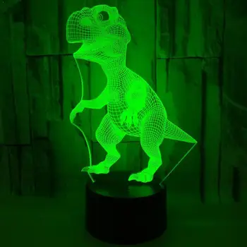 

Dinosaur Theme Mark Dinosaur 3D LED Illusion Lamp 7 Lamp Table Mood Decor Change Color Remote Lamp Color/16 S4O6
