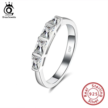 

ORSA JEWELS Square Geometric Stackable Finger Rings 925 Sterling Silver Dazzling 16 MM CZ Simple Finger Rings Jewelry Gift SR182