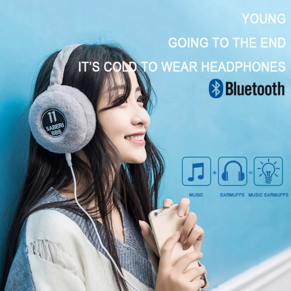 New Keep Warm Wireless Bluetooth Headphones With Microphone Music Stereo Earphone Winter Earmuffs Headset For Women Kids Gift