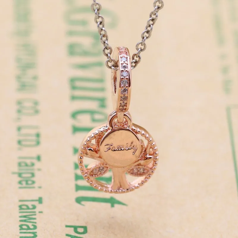 

Original 925 Sterling Silver Charm Simple Rose Gold Tree Of Life Pendant Fit Pandora Women Bracelet & Necklace Diy Jewelry