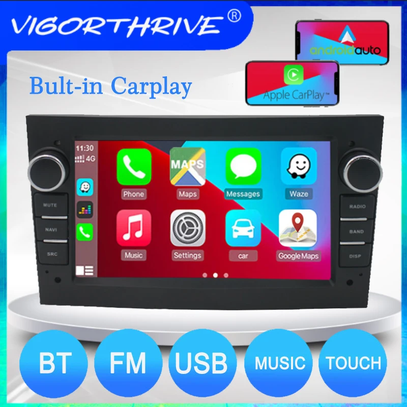 

VIGORTHRIVE Car Radio 2 Din Multimedia Player Android 9.1 Bluetooth 1G+16G Built-in Carplay GPS IPS 7 Inch Stereo WiFi For Opel