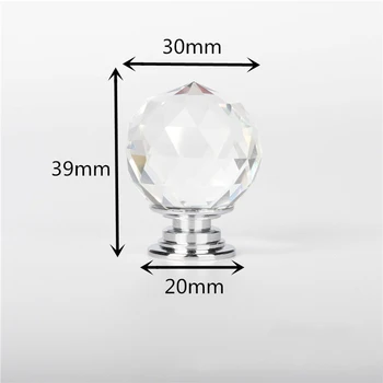 20 30mm Cabinet Knob Crystal Glass Knobs Cupboard Drawer Pull Kitchen Cabinet Door Wardrobe Handles Hardware