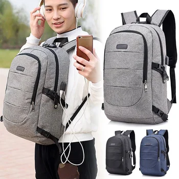 

Anti-theft College Backpack with USB Charging Port Lock for Outdoor Travel Business hh88