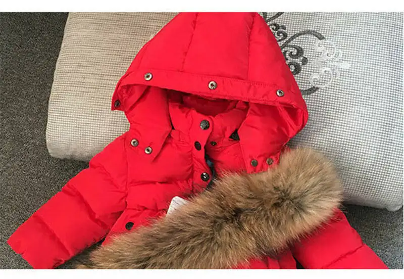 LEAPPAREL/детское зимнее пальто милая пуховая куртка с капюшоном и меховым капюшоном для мальчиков и девочек новое поступление, однотонная теплая парка детская верхняя одежда